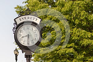 Clock on Broadway street at Everett Massachusetts