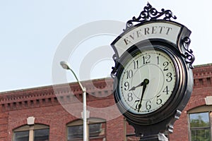 Clock on Broadway street at Everett Massachusetts