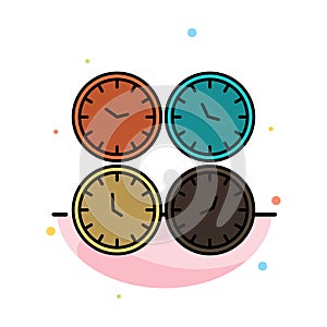 Clock, Business, Clocks, Office Clocks, Time Zone, Wall Clocks, World Time Abstract Flat Color Icon Template