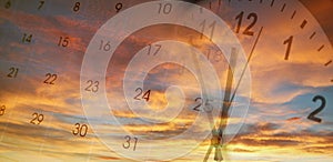 Clock and calendar in sky