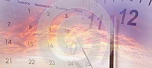 Clock and calendar in sky