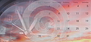 Clock and calendar in sky