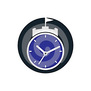Clock castle vector logo design.