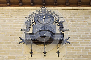 Clock chimes in Laguardia in Alava, Spain photo