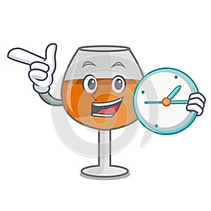 With clock cognac ballon glass character cartoon