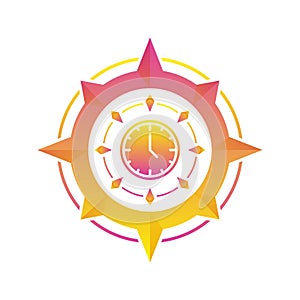 Clock compass logo gradient design template icon element