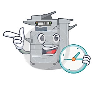 With clock copier machine isolated in the cartoon