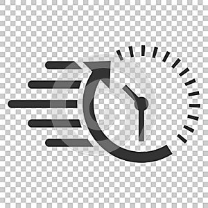 Clock countdown icon in flat style. Time chronometer vector illustration on isolated background. Clock business concept.