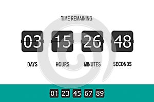 Clock Counter, Timer Flip Countdown, Time Remaining Countdown - Vector Illustration - Isolated On White Background