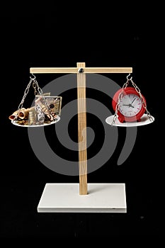 Clock and Currency Time is Money Concept