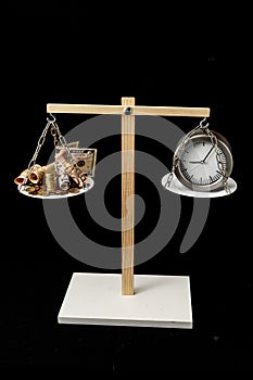 Clock and Currency Time is Money Concept