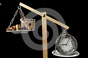 Clock and Currency Time is Money Concept