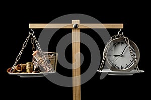 Clock and Currency Time is Money Concept