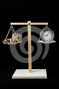 Clock and Currency Time is Money Concept