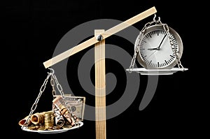 Clock and Currency Time is Money Concept