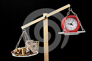 Clock and Currency Time is Money Concept