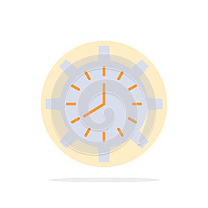 Clock, Deadline, Time, Timepiece, Timing, Watch, Work Abstract Circle Background Flat color Icon