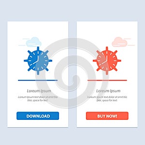 Clock, Deadline, Time, Timepiece, Timing, Watch, Work  Blue and Red Download and Buy Now web Widget Card Template