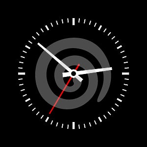 Clock dial on a black background. Vector