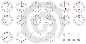 Clock or dial face with all twelve full times on isolated white background.