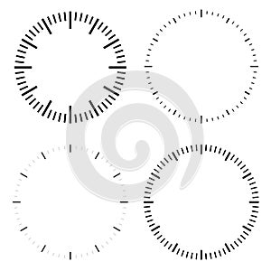 Clock dial face vector illustrations set