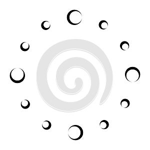 Clock dial 12 - twelve rotating circles