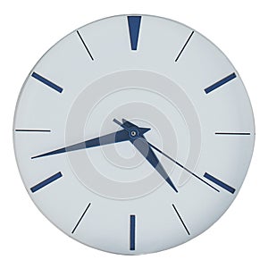 Clock display with hands on a white background