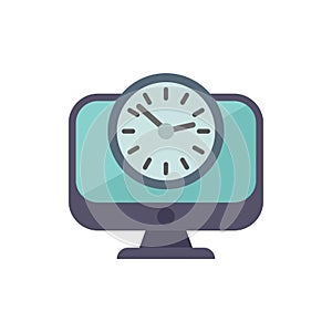 Clock displaying on a computer screen for time management concept