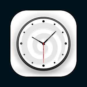 Clock, dot, time, white, black, simple style design.