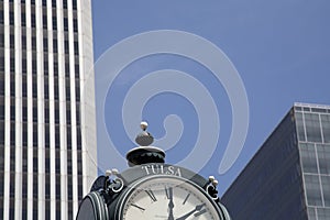 Clock in downtown Tulsa Oklahoma USA photo
