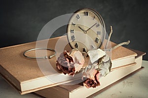 Clock with dry rose