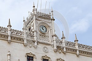 Clock on the facade of Rossio railway station
