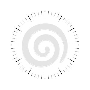 Clock face. Blank hour dial. Wedges mark minutes and hours. Simple flat vector illustration
