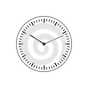 Clock face blank isolated on white background. Outline vector clock hands. Icon for wall watch design