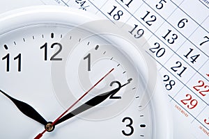 Clock face and calendar sheet with numbers