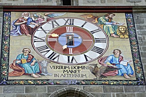 Clock face with the four evangelists, Black Church, Brasov, Romania