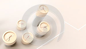 Clock face Ideas Orange watches abstract Concept Time passing and business leaders inspiration deadline on yellow pastel backgroun