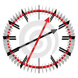 Clock face with long arrows