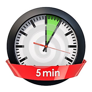 Clock face with 5 minutes timer. 3D rendering photo