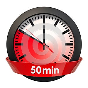 Clock face with 50 minutes timer. 3D rendering