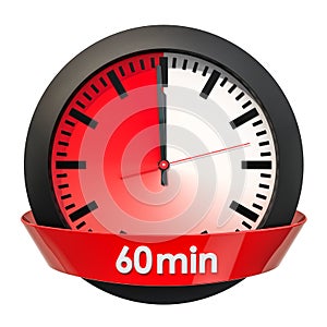 Clock face with 60 minutes timer. 3D rendering