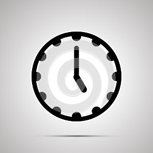 Clock face showing 5-00, simple black icon