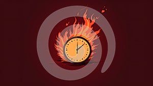 Clock on Fire Symbolizing Running Out of Time