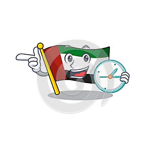 With clock flag united arab emirates isolated cartoon