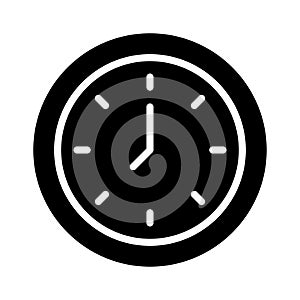 Clock glyph flat vector icon