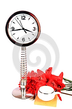 Clock and flowers