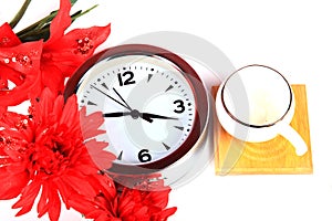 Clock and flowers