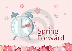 Clock Forward in Spring. Advancing for Daylight Saving time. Alarm Clock to go to Summertime, one hour change.