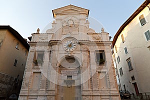 Clock fountain in Spoleto, Italy