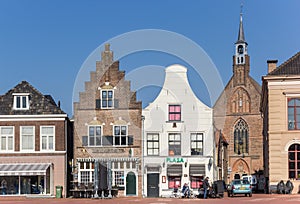 Clock gable and step gable in historic city Steenwijk